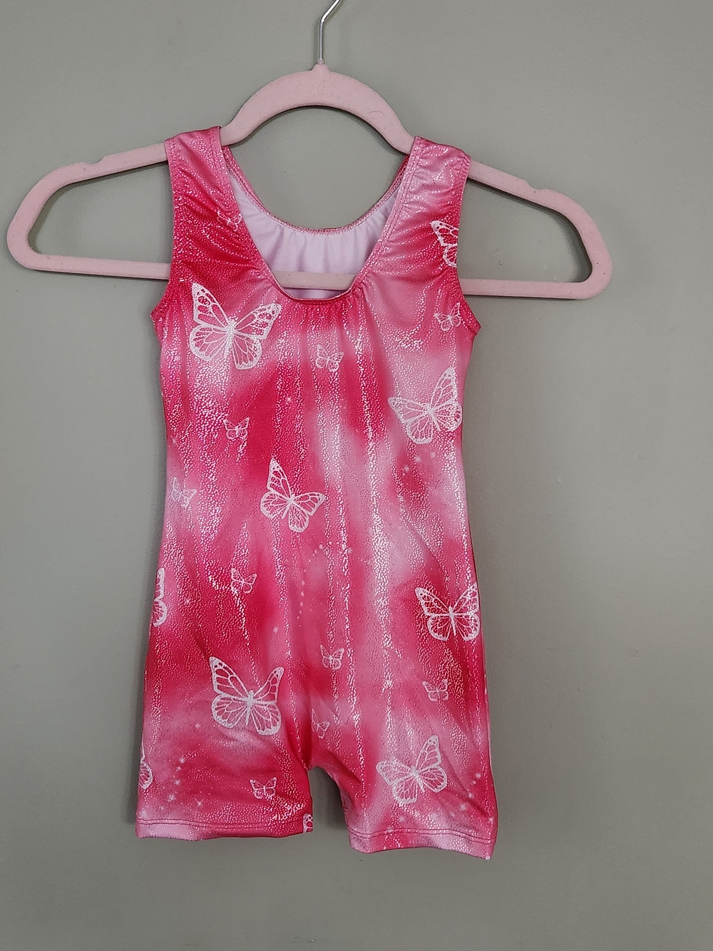 Pink Butterfly Girls Gymnastics Leotard